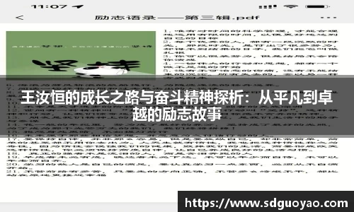 王汝恒的成长之路与奋斗精神探析：从平凡到卓越的励志故事