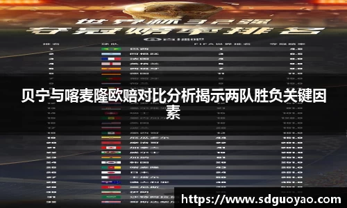 贝宁与喀麦隆欧赔对比分析揭示两队胜负关键因素